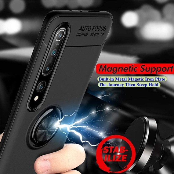 Xiaomi Mi 10 CaseUp Finger Ring Holder Kılıf Siyah Rosegold 3